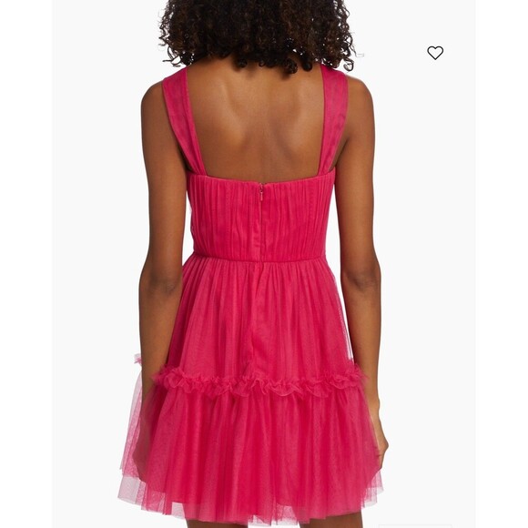 ML MONIQUE LHUILLIER  Azalea Tulle Mini Dress Size 12 Pink NEW Party Ruffle GNO - Picture 10 of 16